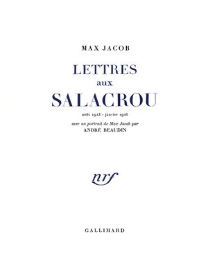 cover image of Lettres aux Salacrou (août 1923--janvier 1926)